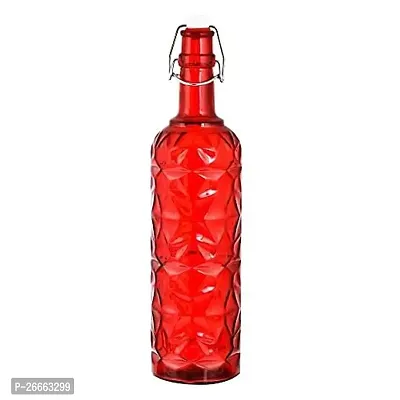 Machak Flower Crysta Glass Water Bottle For Kitchen, Home Decoration, 1 ltr (Pack of 1, Red)