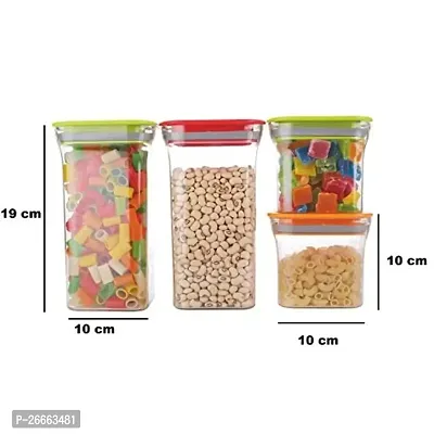 MACHAK Acrylic Square Air Tight Food Storage Jar Kitchen Container (Multicolour, 1100ml x 4, 600ml x 4, Green, 8), 8 Pcs Set-thumb2