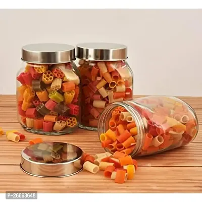 Machak Peanat Glass Jars for Kitchen Storage With Metal Lid, 600 ml (Clear, 2 Pieces)-thumb2