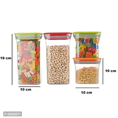 MACHAK Plastic Unbreakable Air Tight Food Storage Jar Kitchen Container Set, 600ml (Red, 8 Pcs)-thumb2