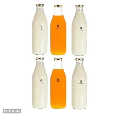 Slings Aqua Fridge Water Bottle Glass Bottle Milk bottle, 1 Litre, (Clear) (6)-thumb0