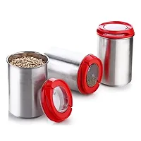 Machak Steel Kitchen Storage Containers Set with Lid, 1200ml(Set of 6) (Red)-thumb1