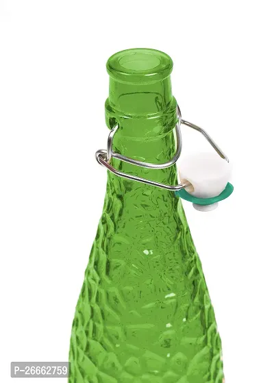 MACHAK Crick Glass Water Bottle For Fridge 1 ltr (Green, 1)-thumb3