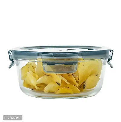 MACHAK Borosilicate Mircowave Safe Round Glass Food Storage Container With Air-Vent Lid, 630ml