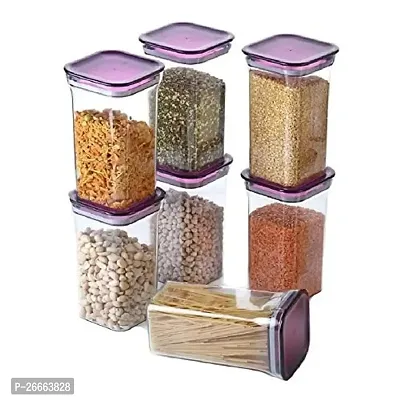 Machak Unbreakable Air Tight Kitchen Storage Container Set | BPA-Free | Cereals | Snacks | Stackable | Modular, 1100 Ml, Set of 6 (Purple)