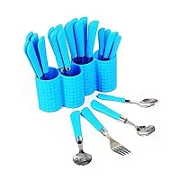 Slings Jony Imperial Premium Stainless Steel Cutlery Set With Stand 24 Pcs, Blue-thumb2
