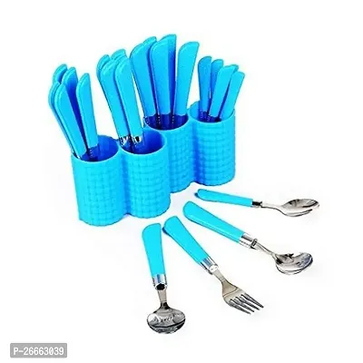 Slings Jony Imperial Premium Stainless Steel Cutlery Set With Stand 24 Pcs, Blue-thumb3