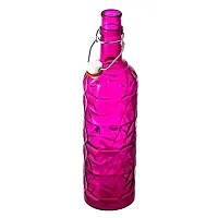 Machak Flower Crysta Glass Water Bottle For Kitchen, Home Decoration, 1 ltr (Pack of 2, Violet)-thumb1