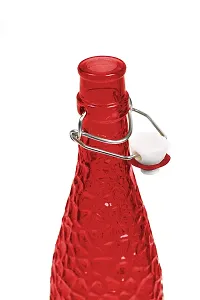 MACHAK Crick Glass Water Bottle For Fridge 1 ltr (Red, 1)-thumb3