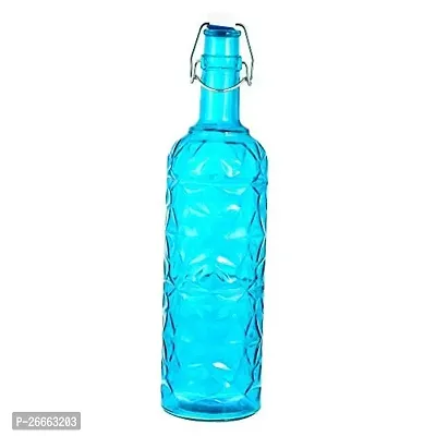 Machak Flower Crysta Glass Water Bottle For Kitchen, Home Decoration, 1 ltr (Pack of 1, Blue)-thumb0