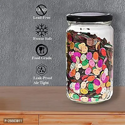 Machak Big Glass Jars For Kitchen Storage 1kg Set With Airtight Black Lid, 6 Pieces-thumb3