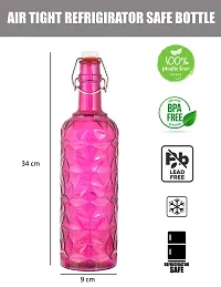 MACHAK Flower Crysta Glass Water Bottle For Kitchen, Home Decoration, 1 ltr (Pack of 1, Violet)-thumb1