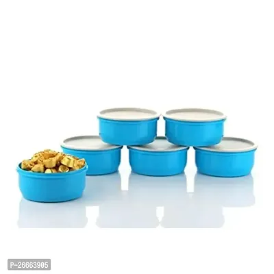 Machak Round Plastic Containers Set for Kitchen with Lid Airtight, Set of 6 (650ml) (Blue)