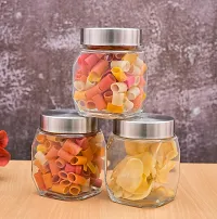 MACHAK Lumo Kitchen Storage Glass Containers With Steel Lid, 350 ml Clear-thumb1