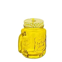 Machak Mason Glass Jar Mug With Handle 500ml - Multicolor (6 Pieces)-thumb2