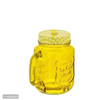 Machak Mason Glass Jar Mug With Handle 500ml - Multicolor (6 Pieces)-thumb3