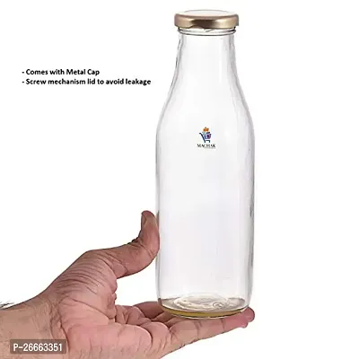 Machak Milk, Water Bottle Glass Bottle with Air Tight Cap, 500 ml, Clear (4)-thumb3