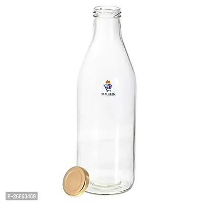 Machak Milk, Water and Juice Glass Bottle with Lid, 1 Litre, Clear (Set of 6)-thumb5