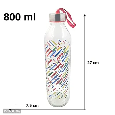 MACHAK Sticks Glass Water Bottle For Fridge With Steel Screw Cap, 800ml-thumb3