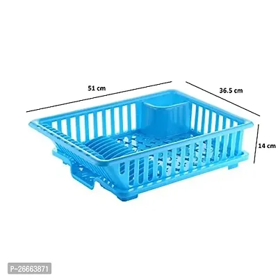 Machak Jumbo Drainer Basket for Kitchen Dish Rack Cum Utensil Holder, Unbreakable (50x37x14) (Blue)-thumb2