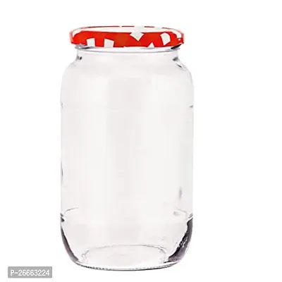 MACHAK Big Storage Container Glass Jar Set For Kitchen 1kg, Red Check Lids-thumb4