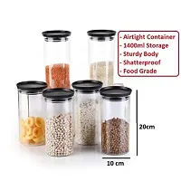 Machak Xcllent Container Set for Kitchen Airtight, Unbreakable, 1400ml (Set of 6) (Black)-thumb1