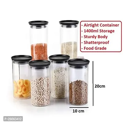 Machak Xcllent Container Set for Kitchen Airtight, Unbreakable, 1400ml (Set of 6) (Black)-thumb2