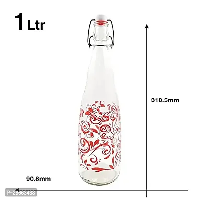 Machak Printed Glass Water Bottle With Cork For Home Decoration-thumb2