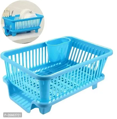 Slings Plastic Combo Set (Big Dish Drainer Rack Basket for Kitchen + 18 pc Food Clip)-thumb3