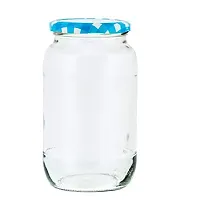 Machak Big Glass Jars For Kitchen Storage 1kg, Blue Check Lids (12 Pieces)-thumb4