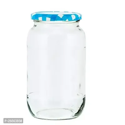 Machak Big Glass Jars For Kitchen Storage 1kg, Blue Check Lids (12 Pieces)-thumb5