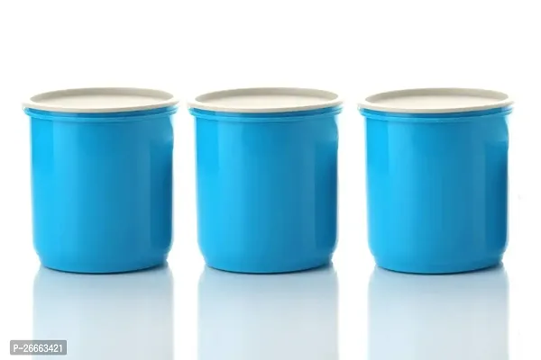 MACHAK Round Plastic Containers Set For Kitchen With Lid Airtight, Set of 3 (1750ml) (Blue)-thumb0