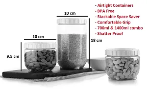 Slings Space Saver Airtight Plastic Storage Container Set Transparent Jar , 4 Pieces (White)-thumb1