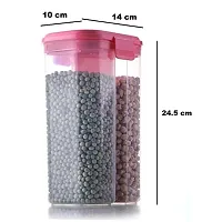 Slings 2 Section Storage Dispenser Airtight Container Jar for Cereals, Snacks, Pulses - 2500ml, Clear (6)-thumb4