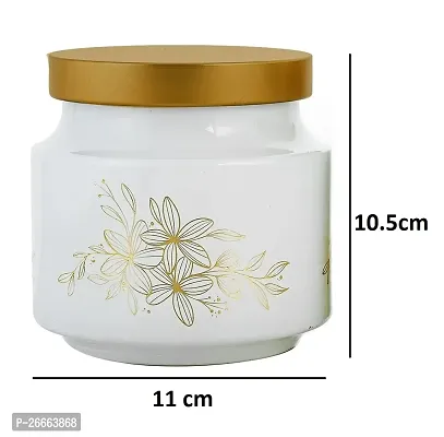 MACHAK Rejoice Printed Round Glass Jar Set For Kitchen Storage With Golden Lid 600 ml,White-thumb2