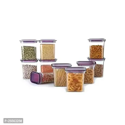 Machak Unbreakable Air Tight Food Storage Jar Kitchen Container Set, 600 ml (Purple, 8 Pc)-thumb0