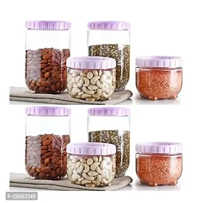 Machak Interlock Airtight Plastic Storage Container Set Transparent Jar (Pink, 8)