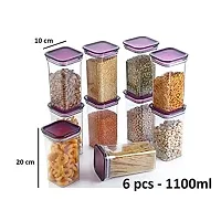 Machak Unbreakable Air Tight Kitchen Storage Container Set | BPA-Free | Cereals | Snacks | Stackable | Modular, 1100 Ml, Set of 6 (Purple)-thumb1