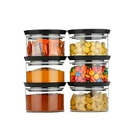 Machak Xcllent Plastic Container Set For Kitchen Storage, Pack of 12, (300ml) (Black)-thumb2