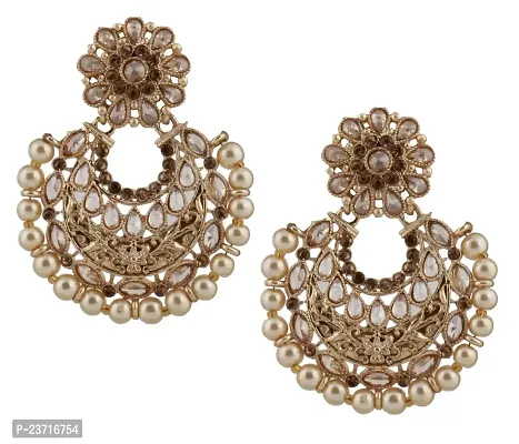 Piah Fashion Appealing Gold Finishing Pearl Dangle Earrings
