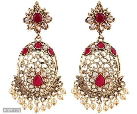 Piah Fashion Gold Plated Pink Colour Earring For Women  Girls-thumb0