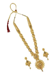 Piah Fashion Jewellery Gold Plated Traditional Designer Long Necklace Jewellery Set With Earrings For Women-thumb1