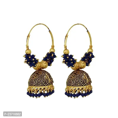 Piah Fashion Marvelous Blue Pearl Jumkhi Earrings for Women