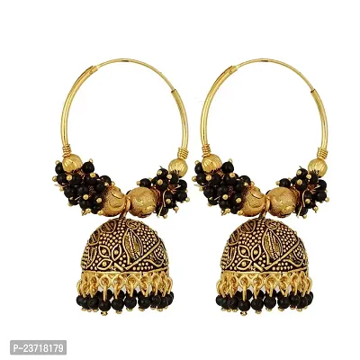 Piah Fashion Marvelous Black Pearl Jumkhi Earrings for Women