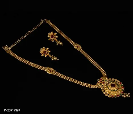 Piah Fashion shapely Long Necklace Set With Earring women  girls-thumb2