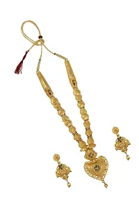 Piah Fashion Jewellery Gold Plated Traditional Designer Long Necklace Jewellery Set With Earrings For Women-thumb2