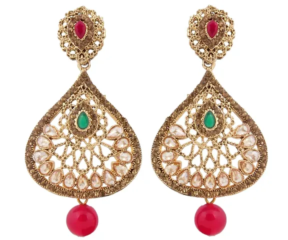 Piah Fashion fabulous pear shape gold plated dangle earring for women zine dangle earring