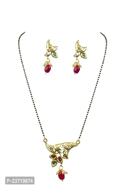 Piah Fashion Charming Jewellery Gold Plated Multicolor Kundan Studded Gini Mangalsutra? for Woman