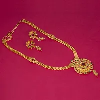Piah Fashion delightful Long Necklace Set With Earring women  girls-thumb1