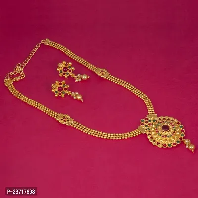 Piah Fashion delightful Long Necklace Set With Earring women  girls-thumb2